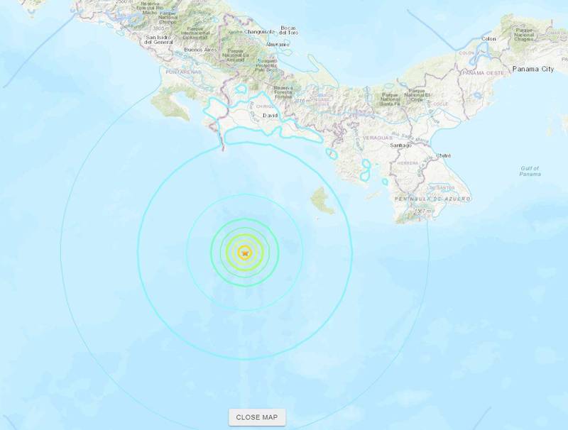 中美洲國家巴拿馬於當地時間17日下午近4點（台灣時間今晨近5點）發生芮氏規模6.1地震，地震深度在10公里以下，目前尚未傳出有進一步災情。（圖擷自USGS）