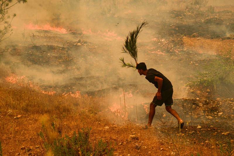 安塔利亚省的当地民众正尝试把火苗扑灭。（法新社）(photo:LTN)