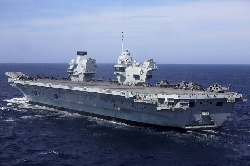 英国航空母舰「伊莉莎白女王号」1日通过巴士海崃进入菲律宾海。图为伊莉莎白女王号5月间在葡萄牙外海参与北约组织的军演。（美联社）(photo:LTN)