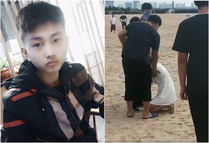 17岁韩姓少年舍身救下3名落海女子，家属在事发岸边悲恸不已。（图翻摄自微博）(photo:LTN)