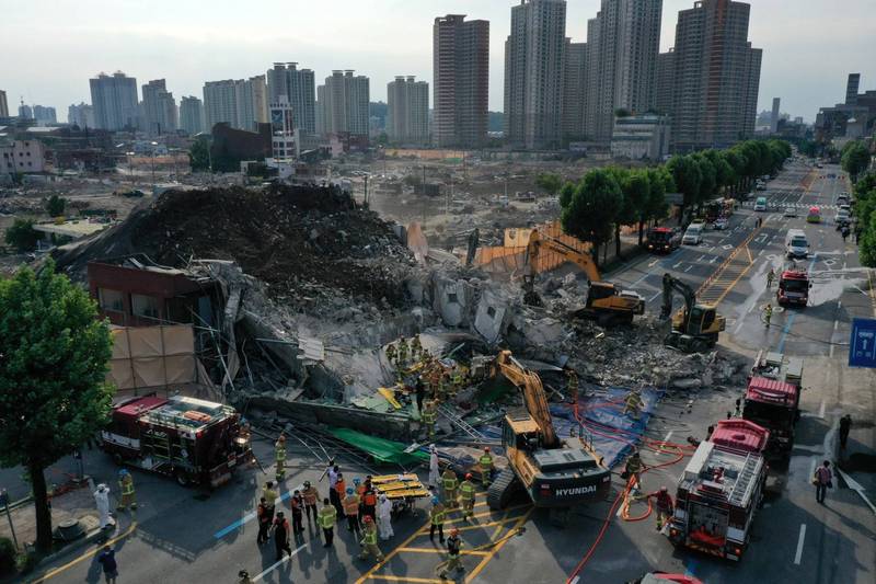 南韓國土交通部今日認定，光州建築倒塌事件是因為拆除程序不當所致。（歐新社）