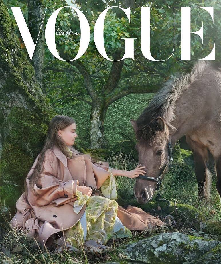 瑞典環保少女童貝里登上時尚雜誌Vogue北歐版首期封面。（取自童貝里推特）