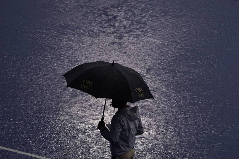 日本氣象廳對廣島縣廣島市發布大雨特別警報，預估會出現數十年一遇的大雨。日本大雨示意圖。（美聯社）