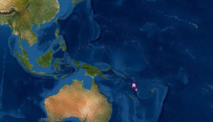 太平洋西南部岛国万那杜台湾时间18日晚间6点18分发生芮氏规模6.8地震，震源深度91公里，美国国家海洋暨大气总署（NOAA）发布海啸警报。（图取自NOAA）(photo:LTN)