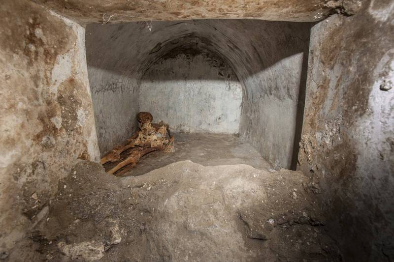 骨骸是一位名为赛坎迪奥的自由奴隶，他获得自由后，曾协助庞贝城内的希腊语表演活动，并累积一定财富。（美联社）(photo:LTN)