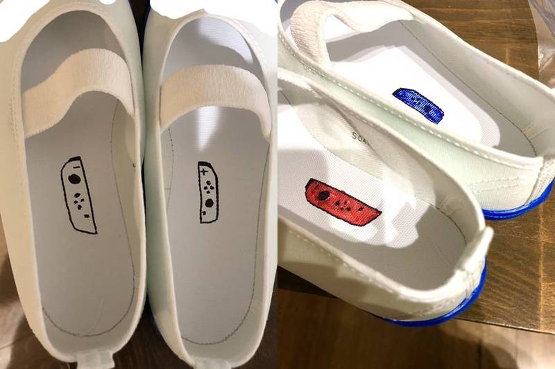 日本网友和孩子一起想出了一个画Switch的妙招，从此之后鞋子不再左右不分。（图取自推特「@xxxrinnoxxx」）(photo:LTN)