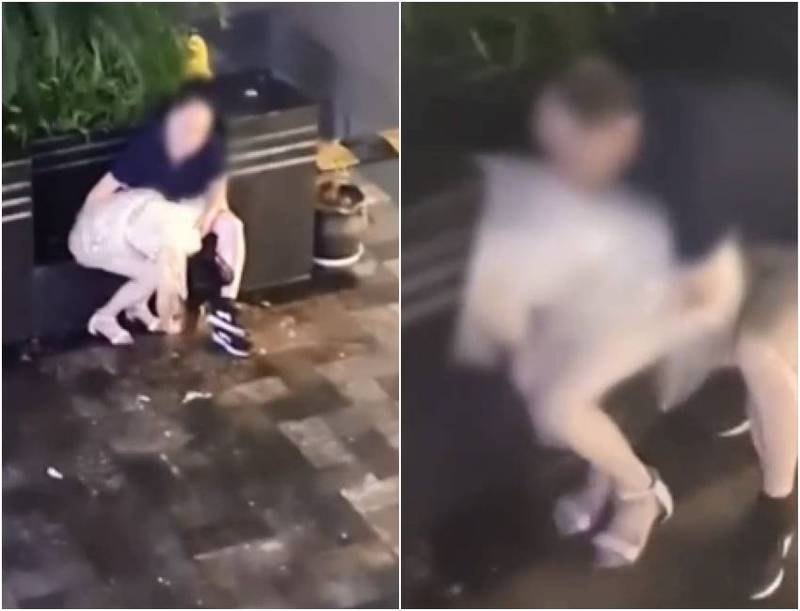 中国浙江嘉兴一名中年男子当街猥亵酒醉女子。（图翻摄自微博）(photo:LTN)