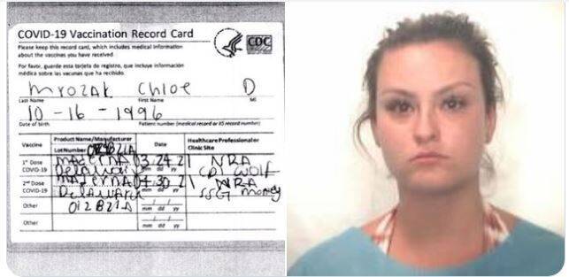 美国女子莫泽克持假疫苗接种文件到夏威夷，因拼错字引起官员疑心而被捕。（图撷取自推特）(photo:LTN)