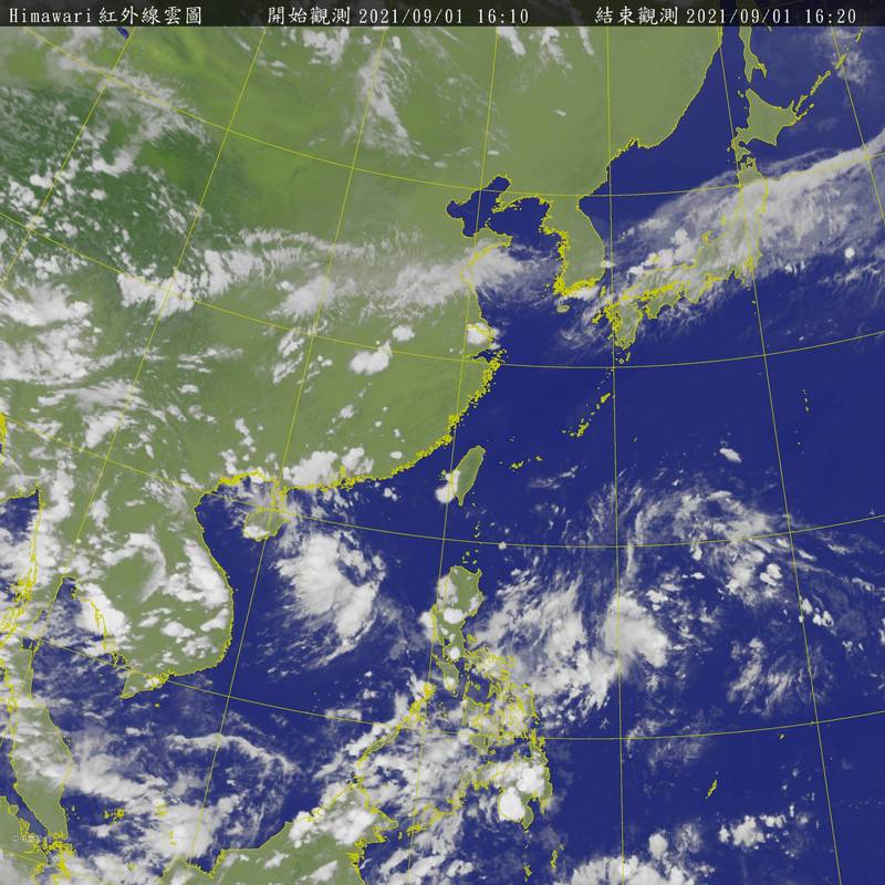 今年台灣夏季呈現「雨水偏多、溫度較不熱」現象，而接下來3個月的秋季，可能也是一個較溫暖且多雨的秋天。（圖擷自中央氣象局）