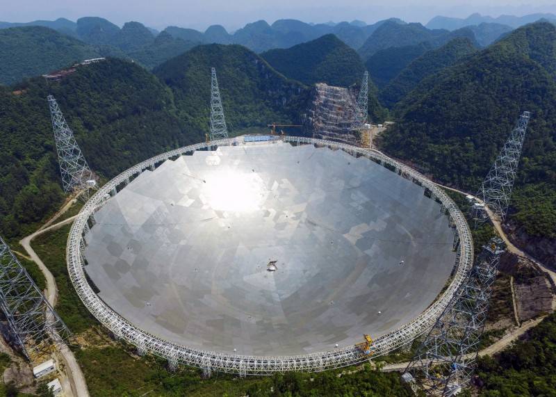 位于中国贵州的世界最大射电望远镜FAST于去年9月开始搜寻外星人，今年4月1日将向全球开放使用。（法新社）(photo:LTN)