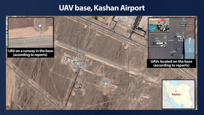 甘茨的办公室提供卫星证据，显示有拍摄到无人机在卡尚的跑道上，不过伊朗对此未做出回应。（图撷取自Seth Frantzman推特）(photo:LTN)