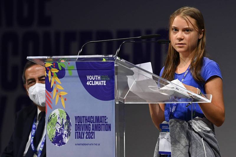 瑞典环保少女童贝里（Greta Thunberg）在青年气候会议上发表演说。（法新社）(photo:LTN)