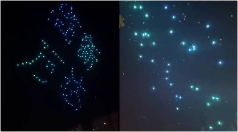 中国十一假期状况不断，无人机表演变成「流星撞地球」。（图取自微博）(photo:LTN)