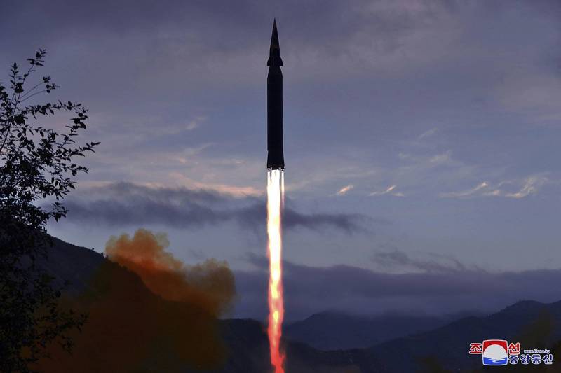 北韩9月28日发射新型极音速飞弹。（美联社）(photo:LTN)