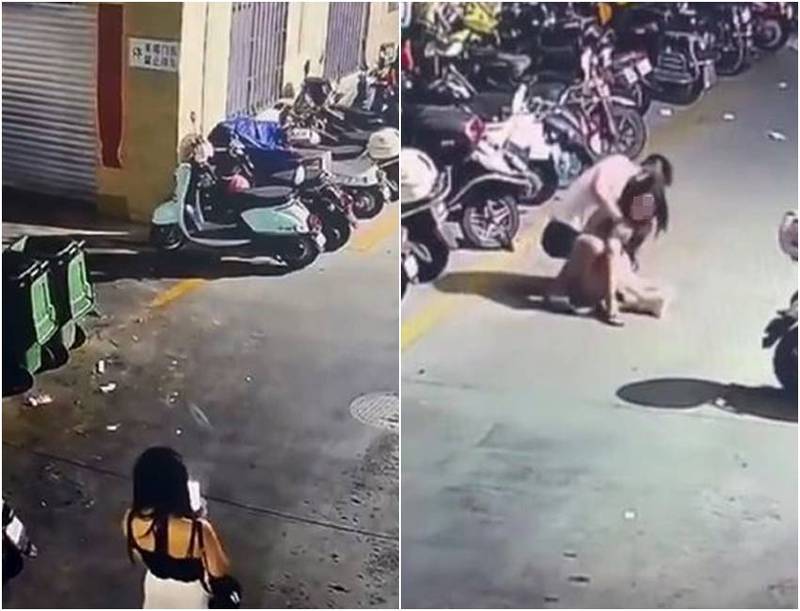 中国一名女子近日在暗巷内边走路边滑手机，下秒遭色狼从后方突袭，强行猥亵。（图翻摄自微博）(photo:LTN)