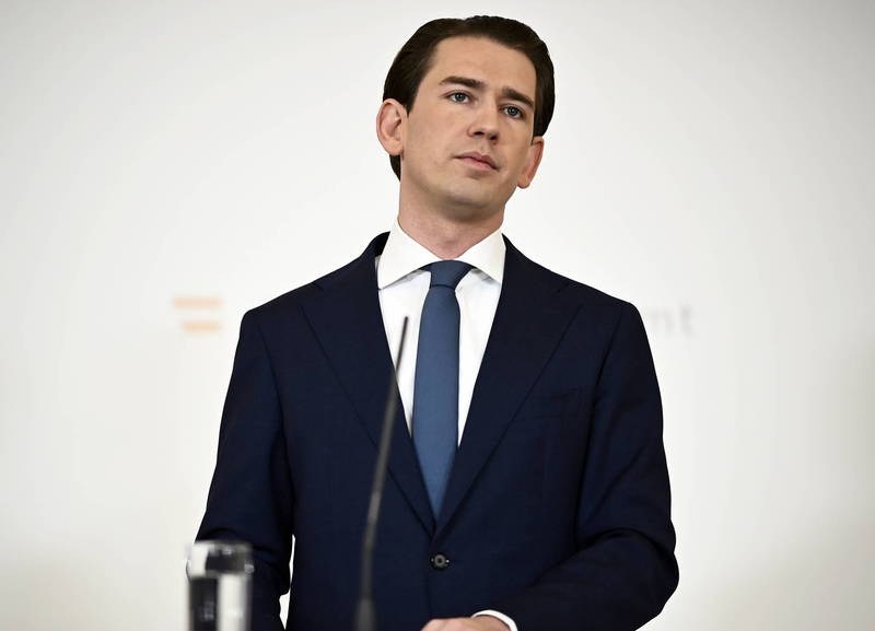 近期捲入貪腐醜聞的奧地利總理庫爾茨（見圖），於週六晚間宣布請辭，他也提名該國的現任外交部長沙倫伯格接替總理一職。（歐新社）