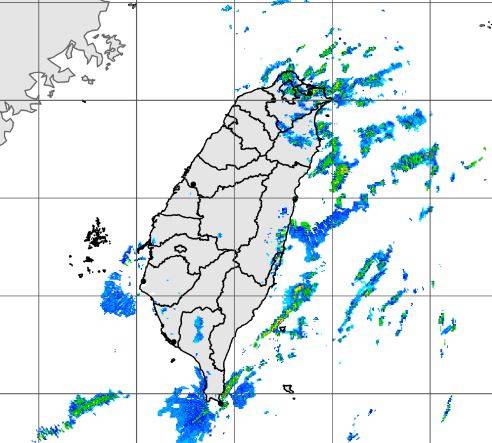 氣象局公布今晚10點10分雷達回波合成圖。