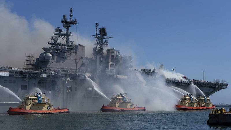 海军一份调查报告指出，舰上官兵应变不足，甚至到起火10分钟后才有所反应。（欧新社）(photo:LTN)