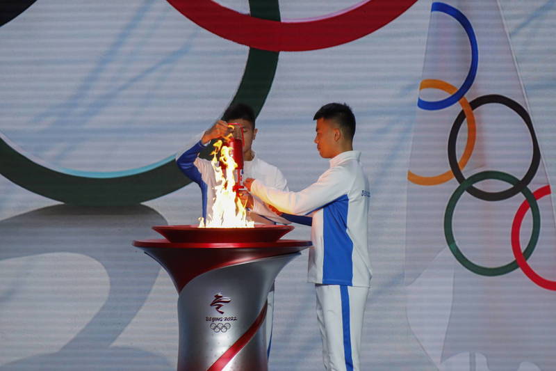 2022北京冬季奧運會聖火火種20日抵達北京，官方舉辦盛大歡迎儀式。（歐新社）