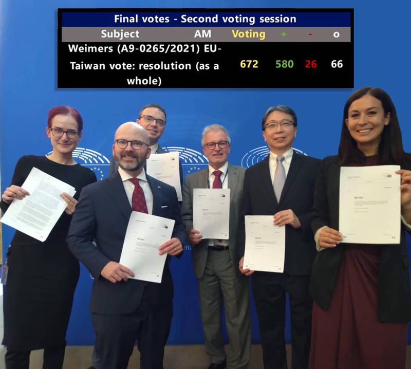 歐洲議會580票:26票 壓倒性通過「歐台政治合作」報告案