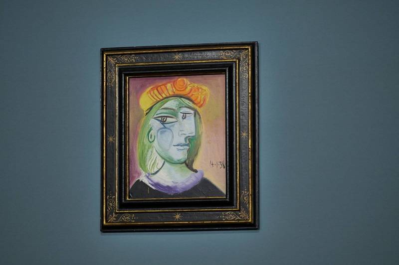 毕卡索11件作品拍卖，总成交价将近1.1亿美元（约新台币30.6亿元）。图为当中最贵的《橙色贝雷帽女人》，价格达到4050万美元（约新台币11.2亿元）。（路透）(photo:LTN)