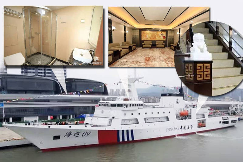中国有军事迷在微博上分享海巡09的豪华内部装潢。（图翻摄自@牧星观海天_微博，本报合成）(photo:LTN)