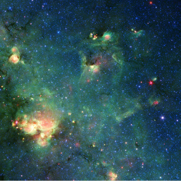 NASA近日在推特发布1张照片，是由史匹哲太空望远镜拍到「怪物恆星形成区」，数十亿年来有无数恆星在此处形成。（图取自NASA）(photo:LTN)