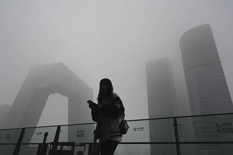 中国细悬浮微粒（PM2.5）来袭，北京等91个城市陆续出现雾霾。（美联社）(photo:LTN)
