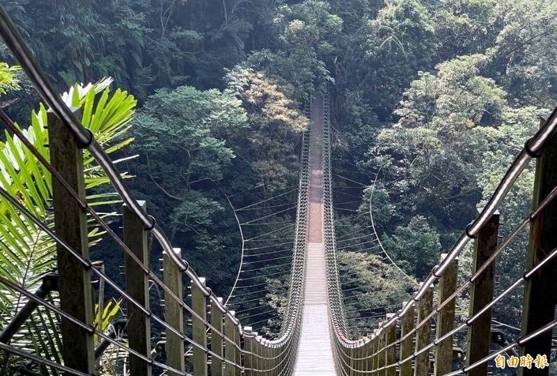 南投縣竹山鎮太極峽谷天梯在確保安全完成檢修後，今日開幕重新對外營運。（記者謝介裕攝）