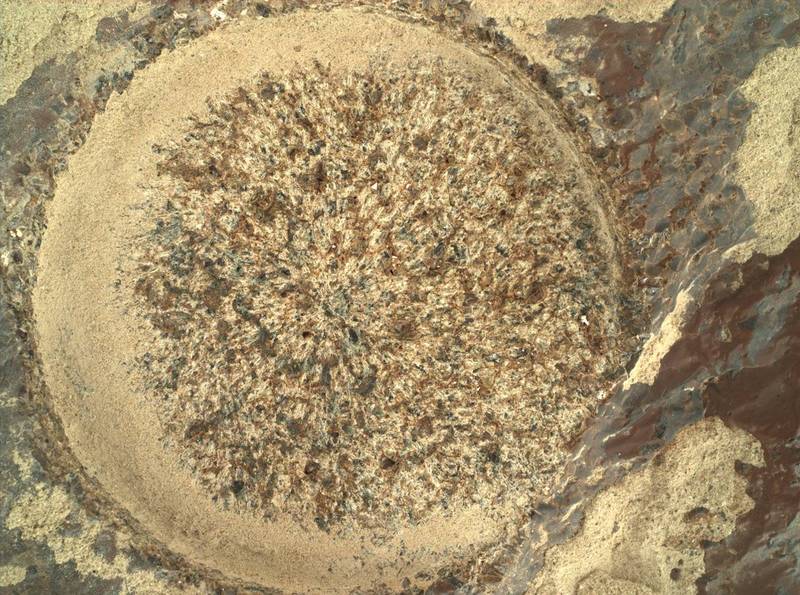 毅力号拍摄回传的火星岩石内里。（图片取自「NASA's Perseverance Mars Rover」推特）(photo:LTN)