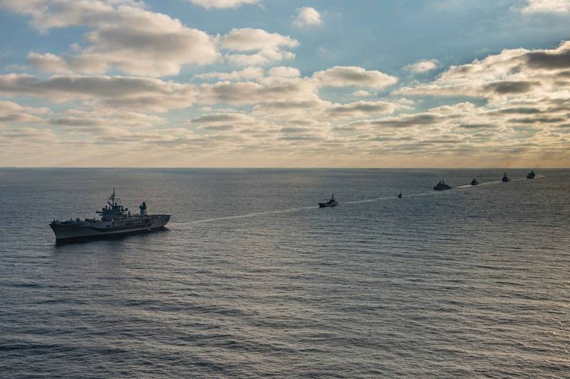 美国、乌克兰、罗马尼亚及土耳其军舰在黑海联合巡航。（图撷取自美军第六舰队脸书粉丝专页）(photo:LTN)