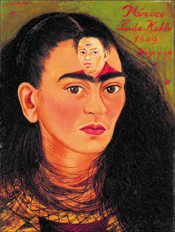 墨西哥女性主义画家芙烈达．卡萝（Frida Kahlo）在1949年创作的自画像「迪亚哥与我」（Diego y yo）。（美联社档案照）(photo:LTN)