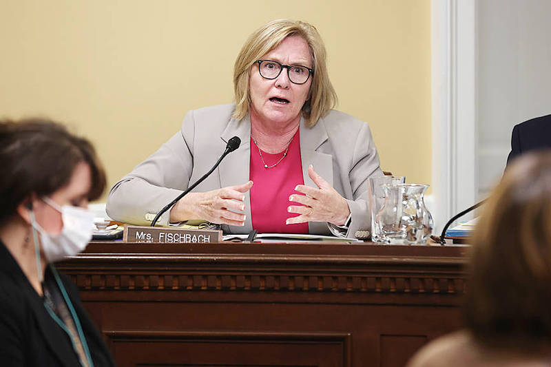 
US Representative Michelle Fischbach speaks during a US House of Representatives hearing at the US Capitol in Washington on Sept. 20.
Photo: AFP