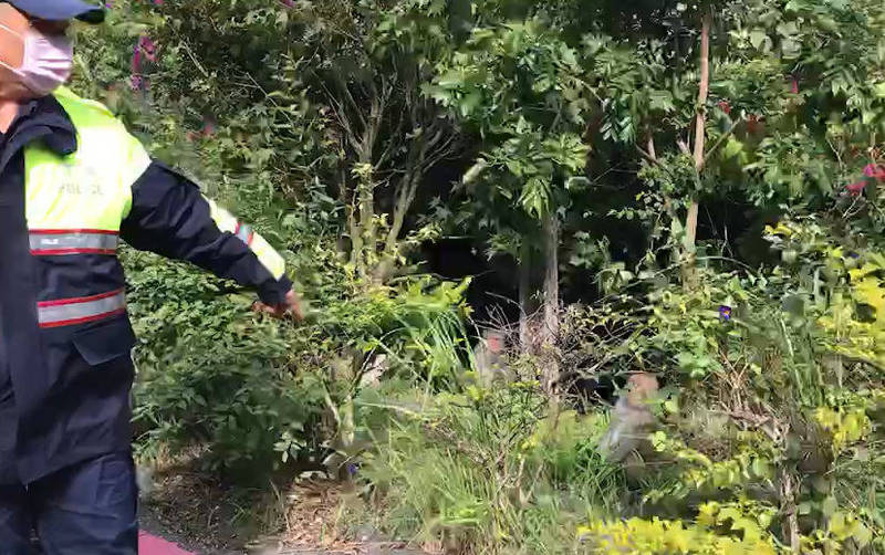 花蓮太魯閣國家公園天祥地區發生猴子與遊客搶食物的衝突，造成一名86歲老翁閃避時跌倒受傷。（新城警分局提供）