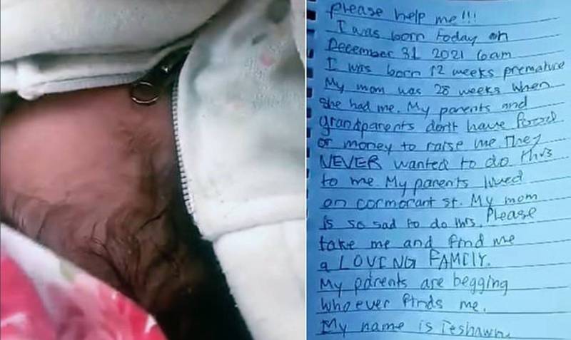 女子在零下10度的马路上找到弃婴，身旁附上绝望纸条。（图撷取自推特）(photo:LTN)