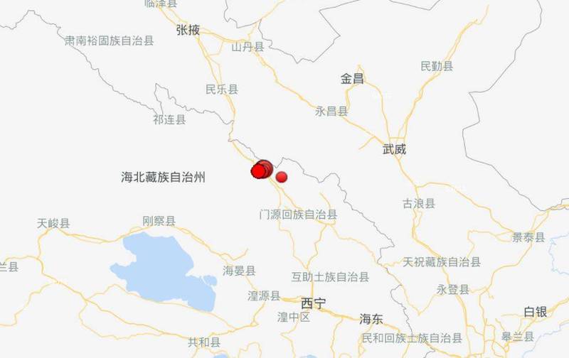 中国青海省海北州门源县今（8日）凌晨1时45分，发生芮氏规模6.9、深度10公里的地震。（图撷取自中国地震台网）(photo:LTN)