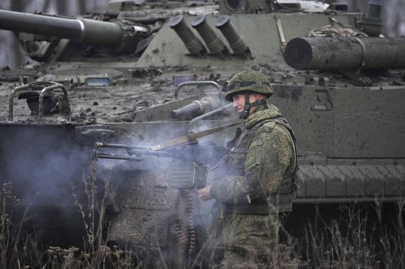 在美俄會談結束後的隔天，俄羅斯軍方馬上在烏克蘭邊境舉行實彈軍演。（美聯社）
