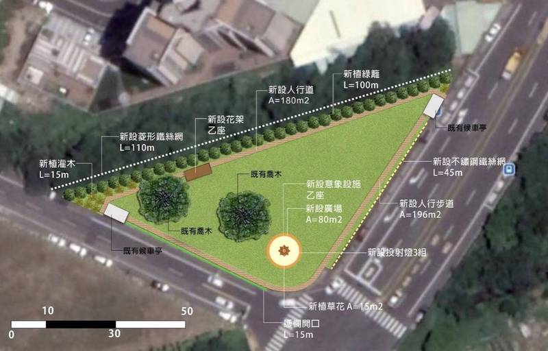 大溪國道3號涵洞上方千坪閒置綠地，將設置原住民族主題公園。（桃園市政府提供）