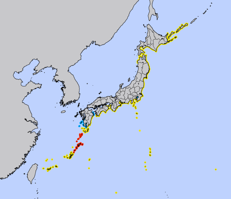 日本16日深夜緊急針對太平洋沿岸地區及離島發布海嘯警報，提醒恐即將有3米高的浪潮來襲。（圖取自日本氣象廳）