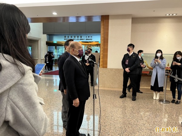 行政院長蘇貞昌出席公平會30周年慶祝茶會活動。（記者林菁樺攝）