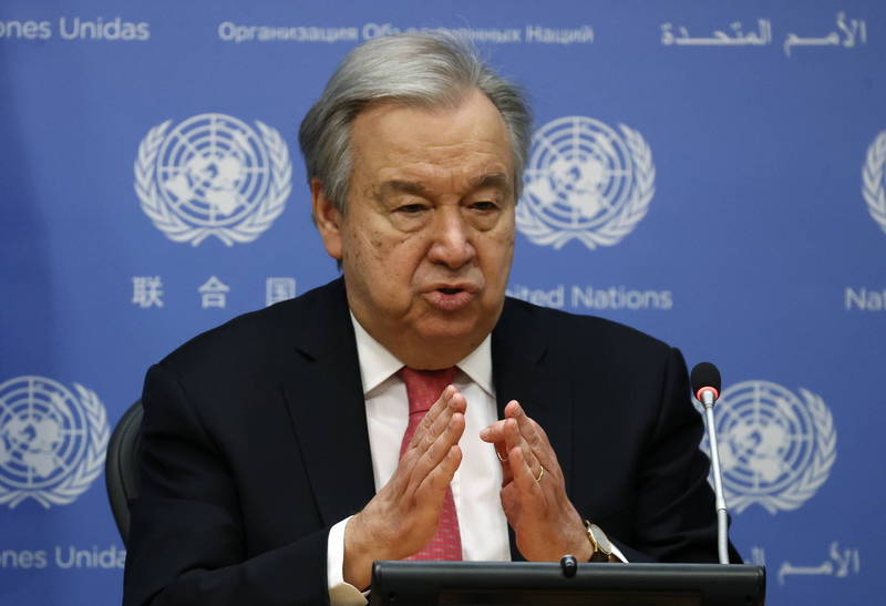聯合國（UN）秘書長古特雷斯（Antonio Guterres）21日表示，現在全球情勢與蘇聯冷戰時期相比，更加混亂且不可預測。（歐新社）