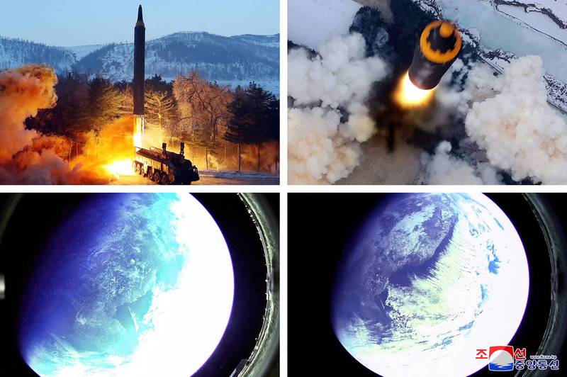 北韓官媒證實並發布試射火星-12型的影像。（法新社）