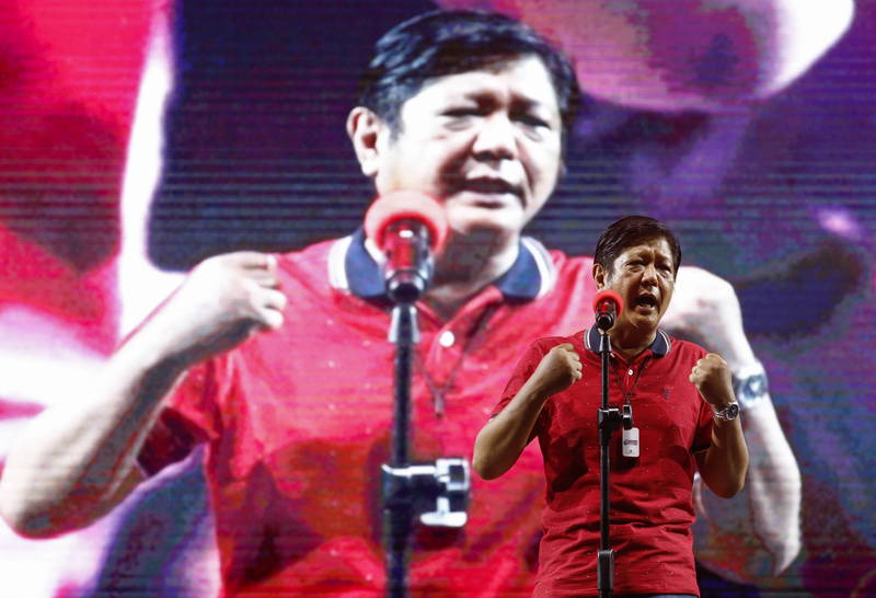 菲律宾总统候选人小马可仕（Bongbong Marcos）。（欧新社档案照）(photo:LTN)