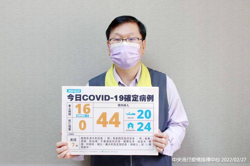 中央流行疫情指揮中心發言人莊人祥說明今天新增60例COVID-19確定病例，分別為16例本土及44例境外移入。（指揮中心提供）