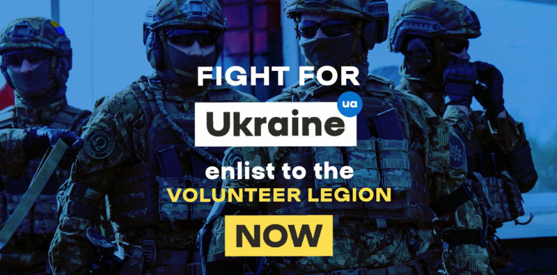 烏克蘭徵全球「國際傭兵團」抗俄，網站5日正式上線。（擷取自烏克蘭官方推特）