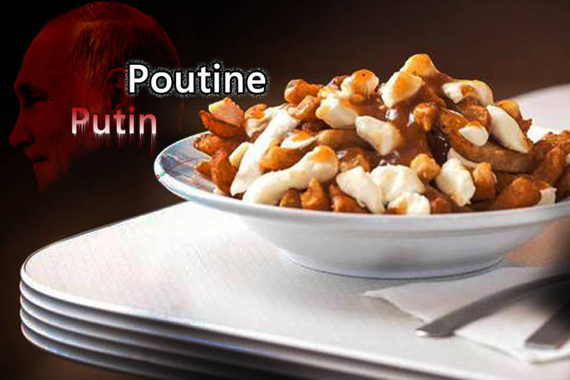 加拿大魁北克餐廳將特色料理「Poutine」改名，因為這道餐點原先聽起來很像俄羅斯總統普廷（Vladimir Putin）。（本報合成）