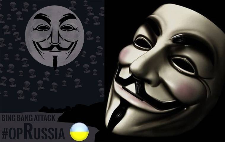 骇客组织「匿名者」（Anonymous）声援乌克兰。（翻摄自推特）(photo:LTN)