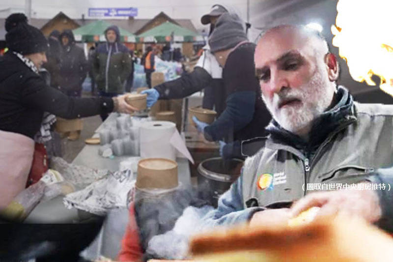 安德瑞斯也在本月1日进入乌克兰靠近波兰边境的城市利维夫，并号召厨师们援助难民。（取自世界中央厨房推特、路透，本报合成）(photo:LTN)