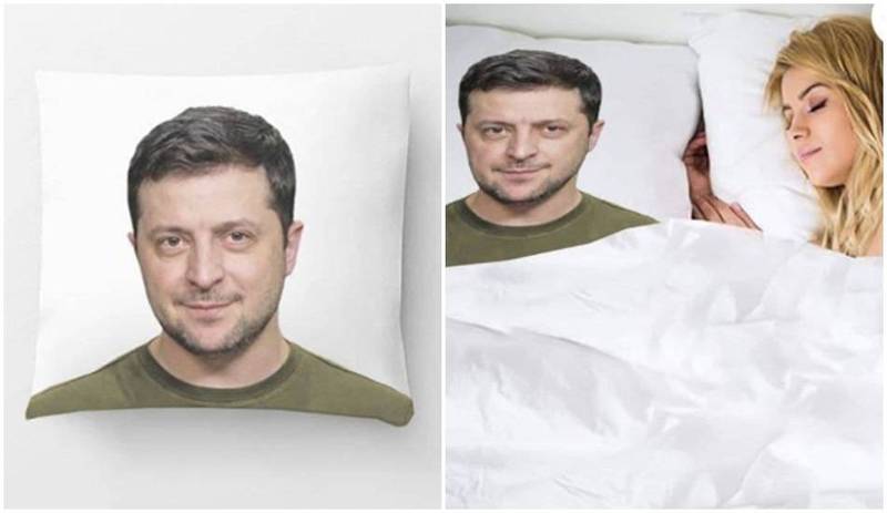 捷克讽刺型媒体TMBK与慈善组织合作推出有泽伦斯基肖像的枕头。（图翻摄自The New Voice of Ukraine推特）(photo:LTN)