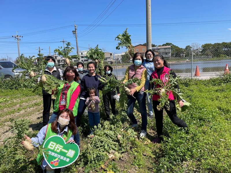 青農採收有機、無毒栽種的蔬菜，捐給創世苗栗院，作為院民營養餐食，讓植物人食的健康，增強免疫力。（圖由創世苗栗院提供）